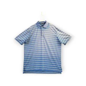 Camisa polo Peter Millar para hombre cómoda de verano a rayas azul blanco - Imagen 1 de 6