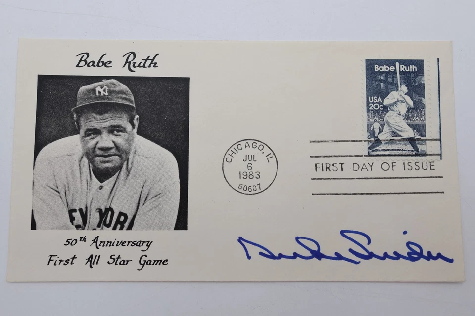 DUKE SNIDER 6 WORLD SERIES 1983 GAME AUTOGRAPH FDC 2046 HOF SILVER FOX TS70 - Image 1 of 1