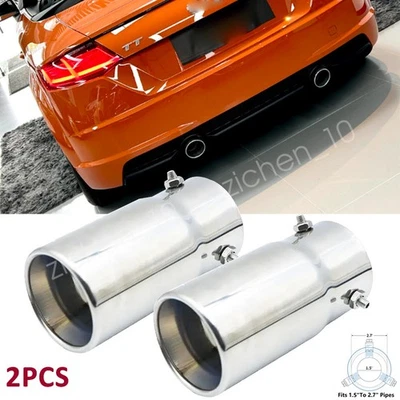 2PCS Exhaust Pipe Tip Rear Tail Throat Muffler Chrome For AUDI TT 2000-2018 — 第 1/4 张图片