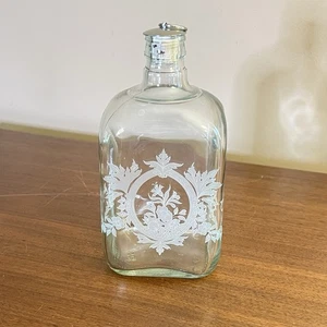 Apothekerflasche aus geätztem Glas mit Korken / Silberstopfen 30er Jahre französischer Stil C5 - Bild 1 von 16