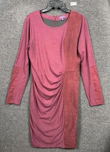 NYDJ figurbetontes gerafftes Midikleid Damen Größe 8 Burgunderrot lange Ärmel Rundhalsausschnitt - Bild 1 von 6