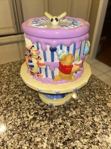 Disney Pooh & Friends Birthday Cake Cookie Jar Eeyore Tigger Piglet Roo Used - Picture 1 of 17