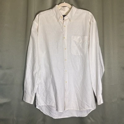 Jos A Bank Traveler's Collection Button Down Shirt Size L Cream 100% Linen Beach - Image 1 of 4