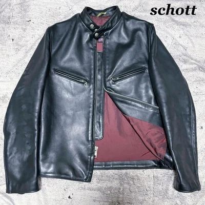  Schott 641xx Leather Rider Jacket, Men's Black, Size L - Image 1 of 4