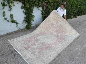 6x9 Vintage Style Hand Woven Rug, Rugs For Living Room, Turkish Oushak Rug - Picture 1 of 10