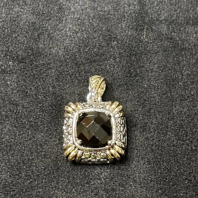 Colgante vintage de vidrio negro corte cojín dos tonos cuerda acento Foto 1 de 3