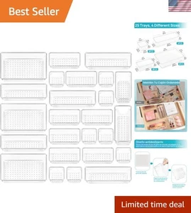 Vtopmart 25-Piece Clear Drawer Organizers - 4 Versatile Sizes for Home - Picture 1 of 10
