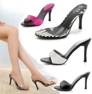 Women Stilettos Slide Mules High Heels Patent leather Sandals Slipper Shoes MOON - Picture 1 of 5