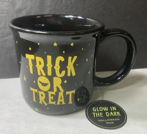 Halloween Black Trick or Treat Bat Coffee or Tea Mug Glows in the Dark - Picture 1 of 5