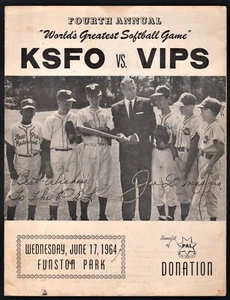 Joe Di Maggio on KSFO vs VIPS Game Program 1964 PAL San Francisco Giants Mays - Picture 1 of 6