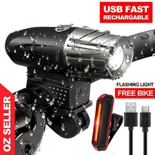 Helle LED Fahrradbeleuchtung Fahrradlicht Fahrradlampe Set USB Aufladbar NEU