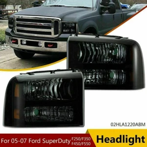 FIT FOR 05-07 FORD F250 F350 SUPER DUTY BROWN HOUSING CORNER HEADLIGHT LAMPS US - Foto 1 di 12