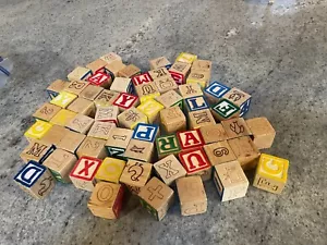 Holz Alphabet und Zahlen Blöcke für Kinder 76 Blöcke insgesamt - 1 1/4" - - Bild 1 von 3