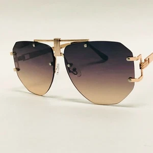 Fashion Designer Gold Metal Flat Lens Celebrity Square Women Men New Sunglasses - Picture 1 of 41