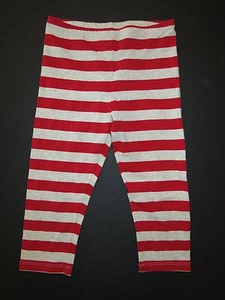 Paper wings Organic gray cream marl red stripe capri cropped leggings pant 12/10 - Picture 1 of 2