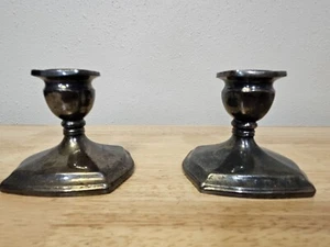 Vintage Pair BP2426 1/2 Silver Plated Candle Holders 2 1/2 Tall - Picture 1 of 7