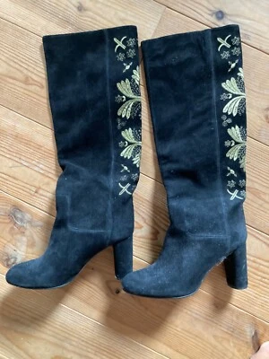 Bottes femme Bocage Antik Batik noires brodees dore - Photo 1/3