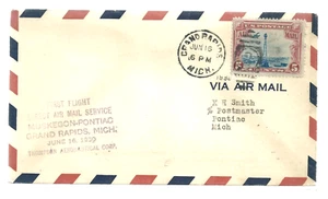 U.S. Air Mail First Flight Cover - Muskegon-Pontiac-Grand Rapids - June 16 1930 - Picture 1 of 2
