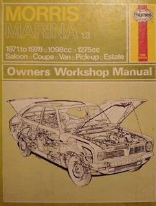 Morris Marina 1.3 & 1300 ( 1098cc & 1275cc) Haynes Workshop Manual 1971-1980 - Picture 1 of 4
