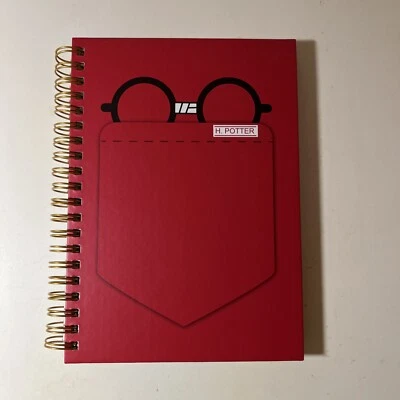Hallmark Harry Potter Red Spiral Notebook Hard Cover 80 Pages Journal Glasses - Image 1 of 3