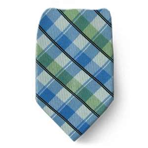 Men's Plaid Blue Green Black Nautica Necktie 100% Silk Weddings Formal Business - Picture 1 of 1
