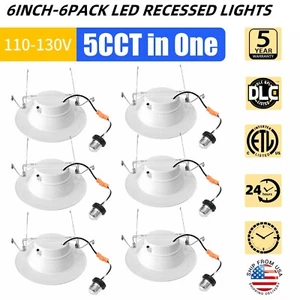 6 Pack LED Recessed Lighting 6 Inch, Indoor LED Downlight Can Lights for Ceiling - Picture 1 of 14
