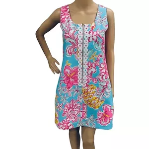 Abito Lilly Pulitzer Cathy Breakwater blu Lolita senza maniche ricamato taglia 8 - Foto 1 di 14