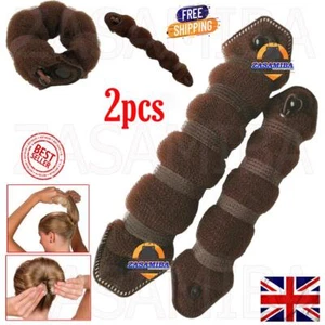 2pcs Hot Buns Small Large Magic Sponge Hair Style Doughnut Bun Maker Ring Shaper - Picture 1 of 13