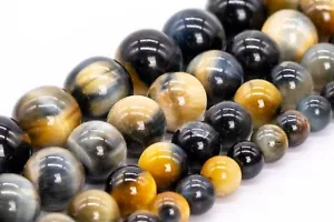 Cuentas sueltas redondas de piedras preciosas azul dorado grado AAA 6/8/9-10/11-12 MM - Imagen 1 de 11