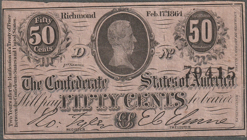 Confederate T72 Fifty Cent Note - Image 1 of 1