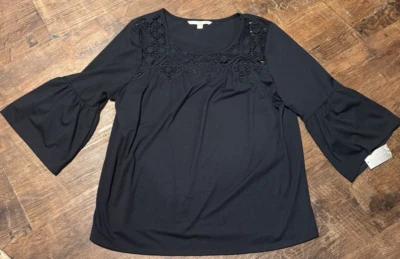 Valerie Stevens женщин Топ L 💙 темно-синий Bell рукава новый с Ярлыками - Изображение 1 из 4