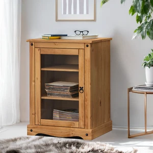 Corona Hi Fi Unit Mexican Solid Pine Glass Display Cabinet by Mercers Furniture® - Picture 1 of 7