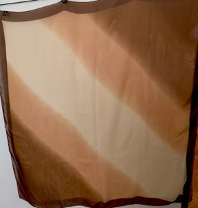 VTG Sheer 100% Silk Chiffon 36" x 36" Square Scarf Brown Beige Italy R3-O4 - Picture 1 of 4