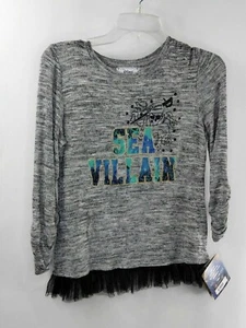 D-Signed Girls Size 14-16 Shirt Grey Fringe At Bottom Sea Villain Graphic NWT - Picture 1 of 4