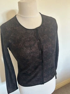 Comptoir Des Cotonniers Ladies Cardigan Size S Black Metallic Bronze Wool Blend - Picture 1 of 9