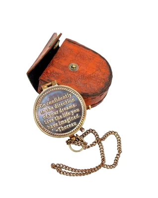 NAUTICAL COLLECTION "Thoreau's Go Confidently" Quote Engraved Compass with Bea - Image 1 of 4