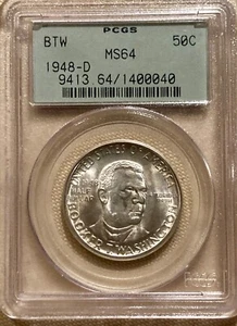Beautiful 1948 D Booker T Washington Commemorative Half Dollar - PCGS MS64 OGH - Picture 1 of 4