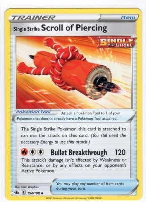 Pokemon TCG Scroll of Piercing 154/198 Sword & Shield Chilling Reign Card  - Image 1 of 3