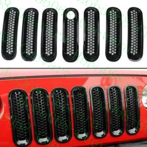 7xInserto de malla de rejilla delantera para Jeep Wrangler 07-15 con borde de orificio de bloqueo de llave - Imagen 1 de 2
