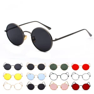 Steampunk Sunglasses Retro Round Circle Hippie Metal Frame Sun Glasses Eyewear - Picture 1 of 25