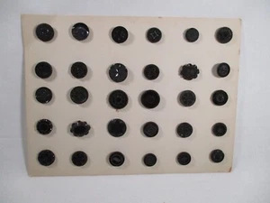 BUTTON CARD DISPLAYS 30 BLACK BUTTONS Vintage Store Display - Picture 1 of 9