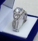 Bridal Wedding Ring Set 2.80Ct Round Cut Moissanite White Gold Plated in Size 7