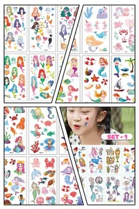 MERMAID Waterproof Temporary Tattoos Kids Children Party Bag Fillers 10 sheets - Picture 1 of 13