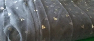 Gray tulle with silver hearts fabric 68 inches wide by the yard - Picture 1 of 3
