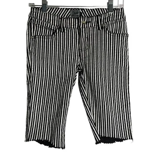 Vintage 90s TRIPP NYC Capri Cut Off Pants 5 Black White Stripe Pockets Goth Rave - Picture 1 of 7