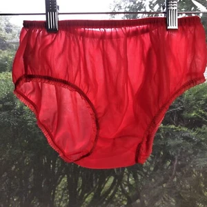 Vintage Montgomery Ward rot Spitzenbesatz Shear Panty Höschen Sissy Größe M - Bild 1 von 4