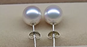 6-6,5 mm redondos auténticos cría perlas de agua dulce joyería pendientes plata 925 - Imagen 1 de 1