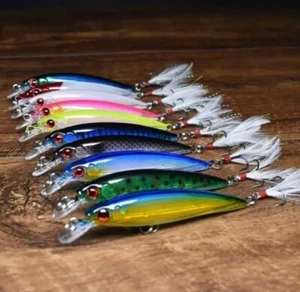 Largemouth Bass Angelköder Wobbler Minnow 10er-Pack Lot Crankbait Tackle Köder - Bild 1 von 12