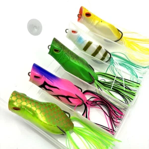 5pcs Frog Topwater Lure Large Soft Frog Bait 1/2 oz Bass Crankbait Fishing Set - Picture 1 of 6
