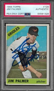 Jim Palmer Signed Autograph 1966 Topps Orioles Rookie RC Card - HOF 90 - PSA/DNA - Picture 1 of 3